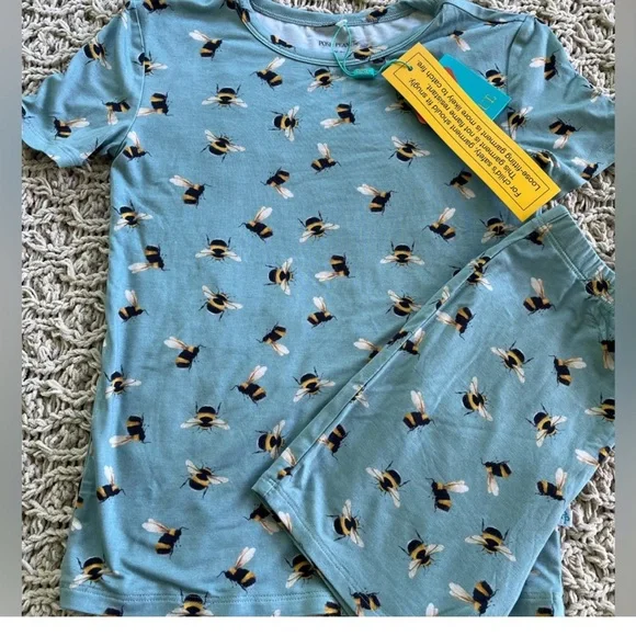 NEW Posh Peanut BEES 2pc Pajamas Shorts Set Size 5-6 Bamboo - Picture 2 of 8